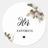 Sticker Rond Aquarelle Florale mariage d'hiver sa préférée (Devant)