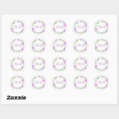 Sticker Rond Aquarelle Florale Mariage pourpre (Feuille)