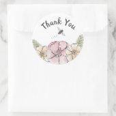 Sticker Rond Aquarelle florale Merci d'abeille (Sac)
