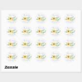 Sticker Rond Aquarelle florale Merci de tournesol jaune (Feuille)