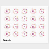 Sticker Rond Aquarelle florale monogramme (Feuille)