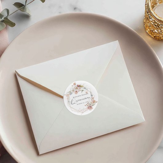 Sticker Rond Aquarelle Florale Quinceanera