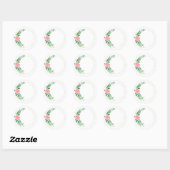 Sticker Rond Aquarelle Florale Rose Or Élégante (Feuille)