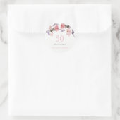 Sticker Rond Aquarelle florale rose Peach 50e anniversaire (Sac)