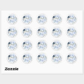 Sticker Rond Aquarelle florale Roses bleu-duché (Feuille)