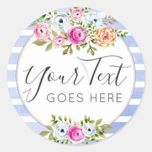 Sticker Rond Aquarelle Florale Rustique Moderne Stripe Chic