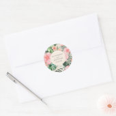 Sticker Rond Aquarelle florale tendance Mariage vert tropical (Enveloppe)