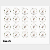 Sticker Rond Aquarelle Florale Wreath Lapin de Pâques (Feuille)