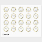 Sticker Rond Aquarelle Florale Wreath White Gold Mariage Seals (Feuille)