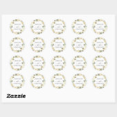 Sticker Rond Aquarelle Flore Mariage blanc (Feuille)