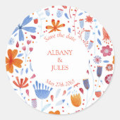 Sticker Rond Aquarelle Flower Meadow Enregistrer la date (Devant)