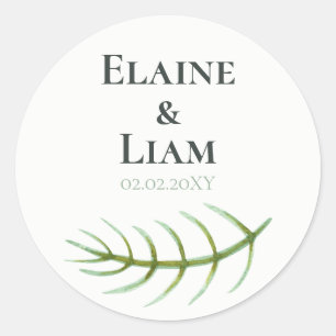 Sticker Rond Aquarelle Foliage Mariage de verdure