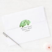 Sticker Rond Aquarelle Foliage Mariage tropical (Enveloppe)
