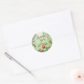 Sticker Rond Aquarelle Forêt Champignons Ferres Script Merci (Enveloppe)