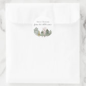 Sticker Rond Aquarelle Forêt d'hiver Arbres simples (Sac)