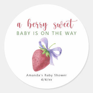 Sticker Rond Aquarelle fraise et Baby shower arc
