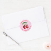 Sticker Rond Aquarelle fraise rose et rouge Adresse de retour (Enveloppe)