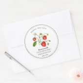 Sticker Rond Aquarelle fraise sur confiture blanche (Enveloppe)
