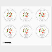 Sticker Rond Aquarelle fraise sur confiture blanche (Feuille)