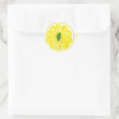 Sticker Rond Aquarelle Fruit de citron avec feuille de citron (Sac)