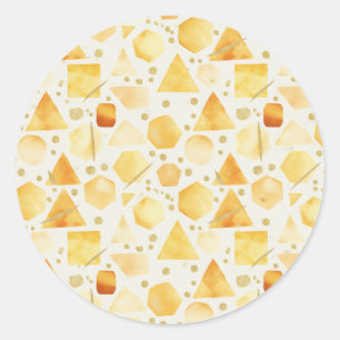 Sticker Rond Aquarelle géométrique miel et ambre à motif doré