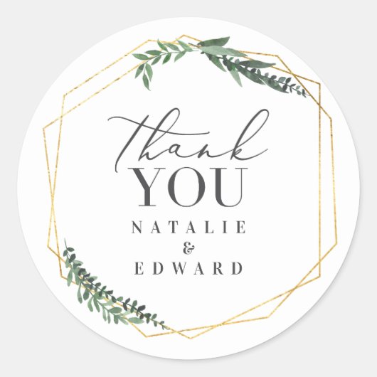 Sticker Rond aquarelle géométrique or feuillage (Devant)