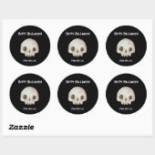 Sticker Rond Aquarelle Ghost Skeleton Happy Halloween (Feuille)