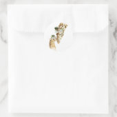 Sticker Rond Aquarelle Giraffe Mama et bébé (Sac)