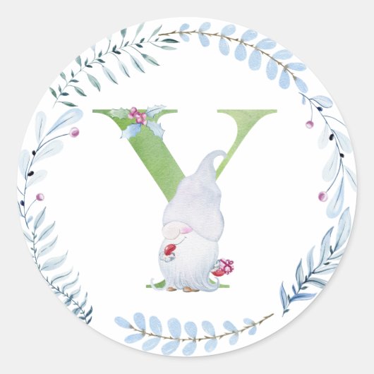 Sticker Rond Aquarelle gnome de Noël. (Devant)