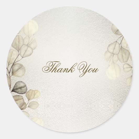 Sticker Rond Aquarelle Golden Eucalyptus Foliing Mariage brilla (Devant)