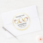 Sticker Rond Aquarelle graduée Floral Graduation Merci (Enveloppe)