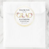 Sticker Rond Aquarelle graduée Floral Graduation Merci (Sac)