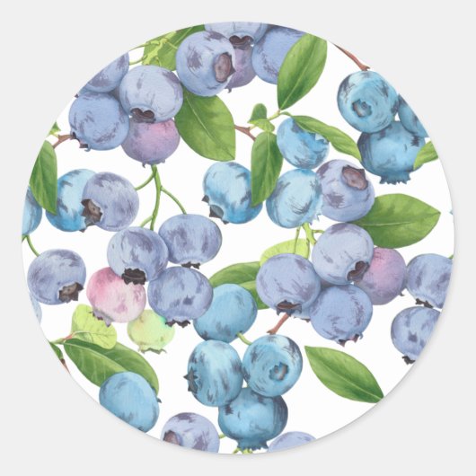 Sticker Rond Aquarelle Grand Blueberry (Devant)