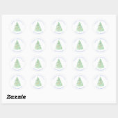 Sticker Rond Aquarelle Green Christmas Tree Grille millénaire (Feuille)