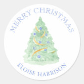 Sticker Rond Aquarelle Green Christmas Tree Grille millénaire (Devant)