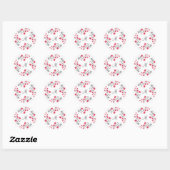 Sticker Rond Aquarelle gris rouge Fleur Wreath (Feuille)
