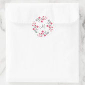 Sticker Rond Aquarelle gris rouge Fleur Wreath (Sac)