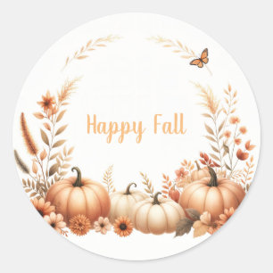 Sticker Rond Aquarelle Happy Fall
