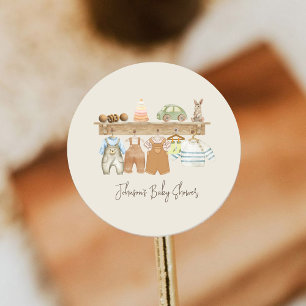 Sticker Rond Aquarelle Hello Baby Boho Nursery Baby shower
