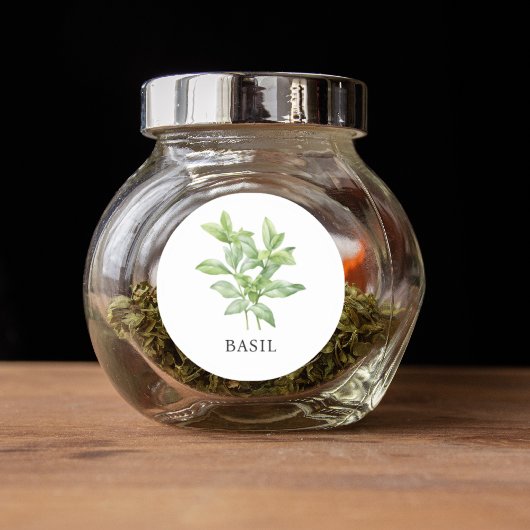 Sticker Rond Aquarelle Herb Basil