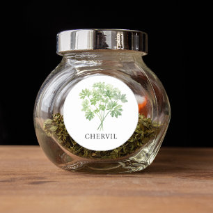 Sticker Rond Aquarelle Herb Chervil