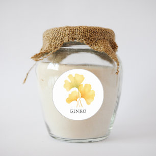 Sticker Rond Aquarelle Herb Ginko