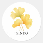 Sticker Rond Aquarelle Herb Ginko (Devant)
