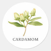 Sticker Rond Aquarelle Herbe Cardamom (Devant)
