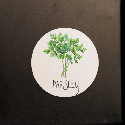 Sticker Rond Aquarelle Herbe Parsley