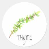 Sticker Rond Aquarelle Herbe Thyme (Devant)