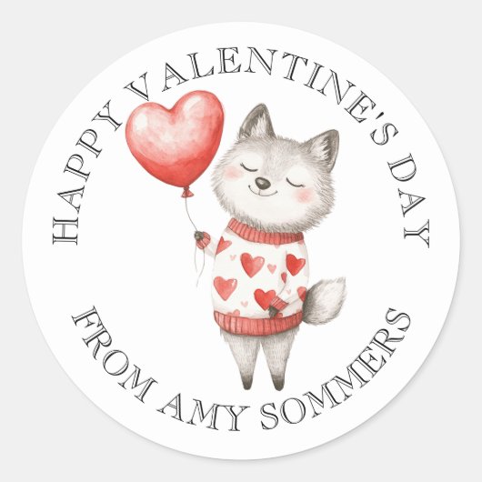 Sticker Rond Aquarelle Heureuse Sainte-Valentin pour enfants Co (Devant)