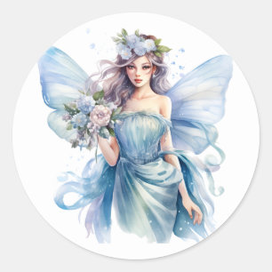 Sticker Rond Aquarelle hiver Fée
