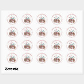 Sticker Rond Aquarelle Holly Berries Pine Cones Adresse | (Feuille)