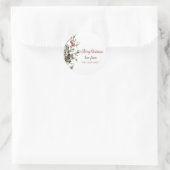 Sticker Rond Aquarelle Holly Berry Vert (Sac)